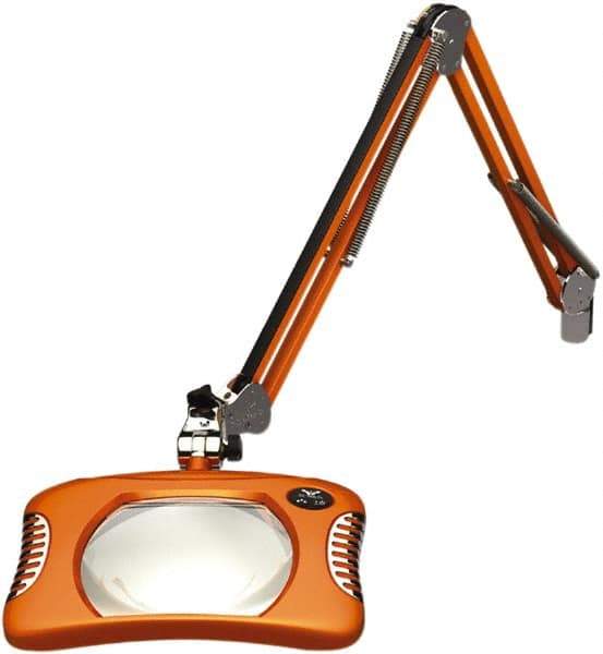 O.C. White - 43 Inch, Spring Suspension, Clamp on, LED, Brilliant Orange, Magnifying Task Light - 8 Watt, 7.5 and 15 Volt, 2x Magnification, 5-1/4 Inch Wide, 7 Inch Long - USA Tool & Supply