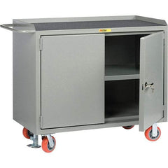 Little Giant - 3,600 Lb Capacity, 2 Door Mobile Service Bench - 41" Wide x 24" Deep x 43" High, Steel, Gray - USA Tool & Supply