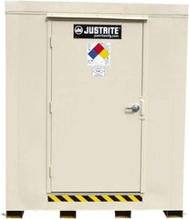 Justrite - 4 Drum, 71 Gal Sump Capacity, Locker - 6' Long x 5-1/2' Wide x 6.25' High, Galvanized Steel - USA Tool & Supply