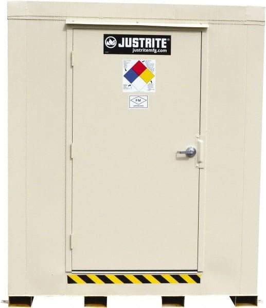 Justrite - 2 Drum, 75 Gal Sump Capacity, Locker - 6' Long x 3-1/2' Wide x 6.25' High, Galvanized Steel - USA Tool & Supply