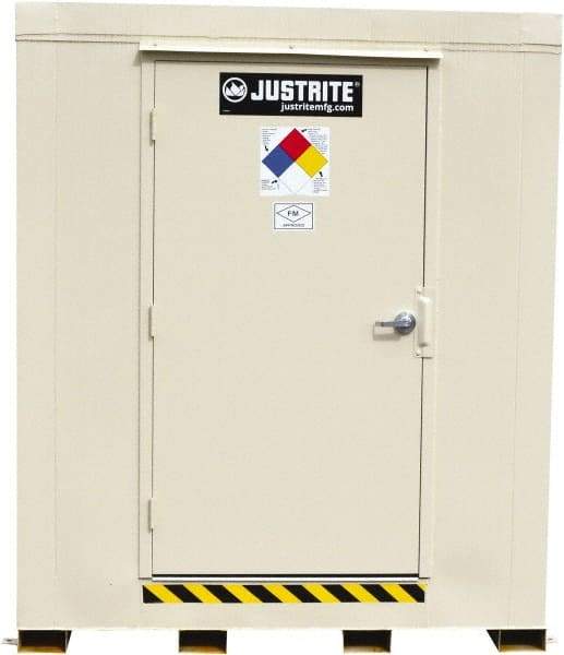 Justrite - 16 Drum, 288 Gal Sump Capacity, Locker - 10' Long x 9-1/2' Wide x 8.08' High, Galvanized Steel - USA Tool & Supply