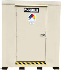 Justrite - 12 Drum, 221 Gal Sump Capacity, Locker - 7.33' Long x 10' Wide x 8.08' High, Galvanized Steel - USA Tool & Supply