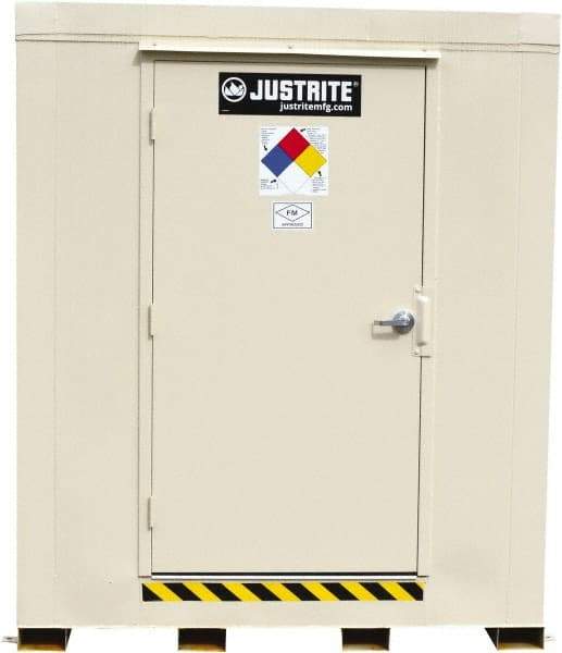 Justrite - 9 Drum, 168 Gal Sump Capacity, Locker - 8' Long x 7-1/2' Wide x 8.08' High, Galvanized Steel - USA Tool & Supply