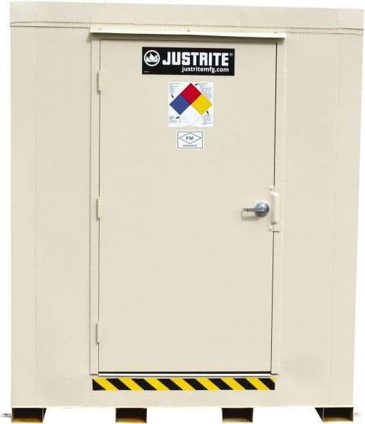 Justrite - 4 Drum, 80 Gal Sump Capacity, Locker - 6' Long x 5-1/2' Wide x 6.25' High, Galvanized Steel - USA Tool & Supply