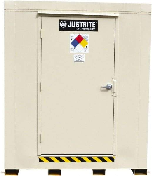 Justrite - 4 Drum, 80 Gal Sump Capacity, Locker - 6' Long x 5-1/2' Wide x 6.25' High, Galvanized Steel - USA Tool & Supply