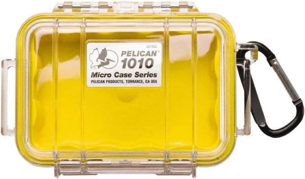 Pelican Products, Inc. - 4-1/16" Wide x 2-1/8" High, Clamshell Hard Case - Clear/Yellow, Polycarbonate - USA Tool & Supply