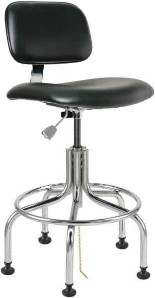 Bevco - 24-1/2 to 29-1/2" High Adjustable Height Swivel Stool - 22" Wide x 22" Deep, Vinyl Seat, Black - USA Tool & Supply