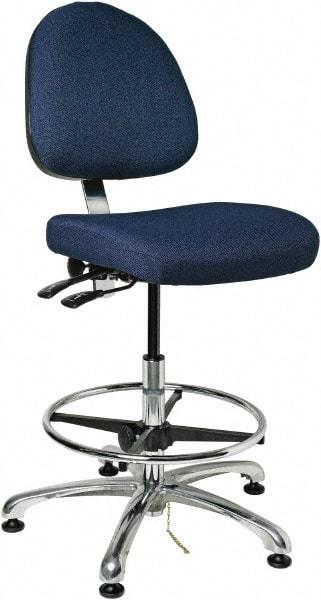 Bevco - 19 to 26-1/2" High Adjustable Height Swivel Stool - 27" Wide x 27" Deep, 100% Olefin Seat, Navy - USA Tool & Supply