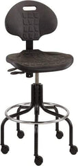 Bevco - 25 to 30" High Adjustable Height Swivel Stool - 27" Wide x 22" Deep, Polyurethane Seat, Black - USA Tool & Supply