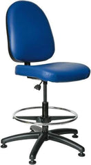 Bevco - 20 to 27-1/2" High Adjustable Height Swivel Stool - 27" Wide x 27" Deep, Vinyl Seat, Blue - USA Tool & Supply