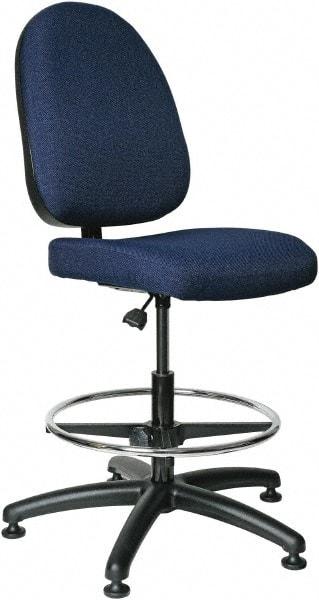 Bevco - 20 to 27-1/2" High Adjustable Height Swivel Stool - 27" Wide x 27" Deep, 100% Olefin Seat, Navy - USA Tool & Supply