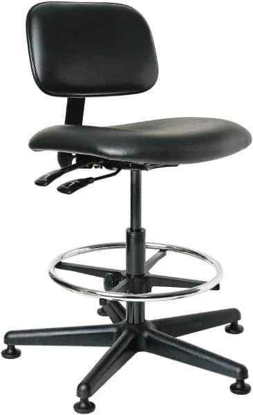 Bevco - 19-1/2 to 27" High Adjustable Height Swivel Stool - 27" Wide x 27" Deep, Vinyl Seat, Black - USA Tool & Supply