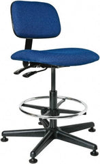 Bevco - 19-1/2 to 27" High Adjustable Height Swivel Stool - 27" Wide x 27" Deep, 100% Olefin Seat, Royal Blue - USA Tool & Supply