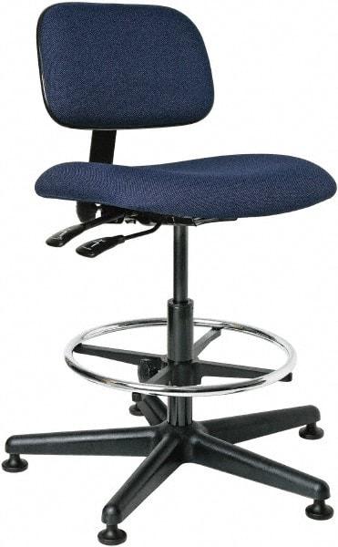 Bevco - 19-1/2 to 27" High Adjustable Height Swivel Stool - 27" Wide x 27" Deep, 100% Olefin Seat, Navy - USA Tool & Supply