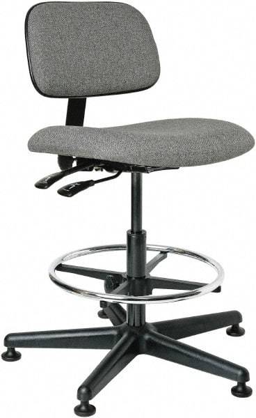 Bevco - 19-1/2 to 27" High Adjustable Height Swivel Stool - 27" Wide x 27" Deep, 100% Olefin Seat, Gray - USA Tool & Supply