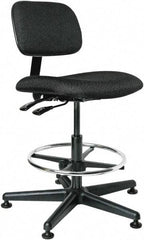 Bevco - 19-1/2 to 27" High Adjustable Height Swivel Stool - 27" Wide x 27" Deep, 100% Olefin Seat, Black - USA Tool & Supply