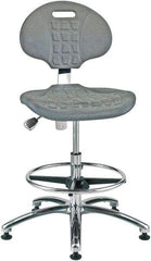 Bevco - 20-1/2 to 30-1/2" High Adjustable Height Swivel Stool - 27" Wide x 27" Deep, Polyurethane Seat, Gray - USA Tool & Supply