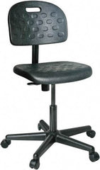 Bevco - 16 to 21" High Adjustable Height Swivel Stool - 25" Wide x 25" Deep, Polyurethane Seat, Black - USA Tool & Supply