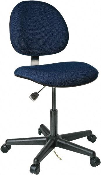 Bevco - 17 to 22" High Adjustable Height Swivel Stool - 25" Wide x 25" Deep, Conductive Cloth Seat, Navy - USA Tool & Supply