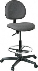 Bevco - 21 to 31" High Adjustable Height Swivel Stool - 27" Wide x 27" Deep, 100% Olefin Seat, Gray - USA Tool & Supply