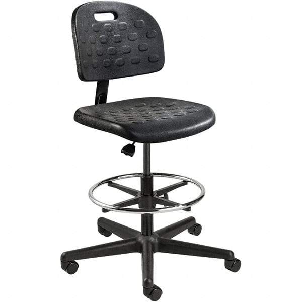 Bevco - 22-1/4 to 32" High Adjustable Height Swivel Stool - 27" Wide x 27" Deep, Polyurethane Seat, Black - USA Tool & Supply