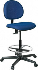 Bevco - 21 to 31" High Adjustable Height Swivel Stool - 27" Wide x 27" Deep, 100% Olefin Seat, Blue - USA Tool & Supply