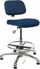 Bevco - 19 to 26-1/2" High Adjustable Height Swivel Stool - 27" Wide x 27" Deep, Conductive Cloth Seat, Navy - USA Tool & Supply