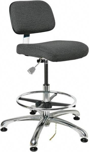 Bevco - 19 to 26-1/2" High Adjustable Height Swivel Stool - 27" Wide x 27" Deep, Conductive Cloth Seat, Gray - USA Tool & Supply