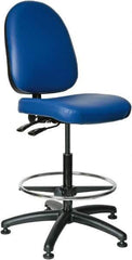 Bevco - 24 to 34" High Adjustable Height Swivel Stool - 27" Wide x 27" Deep, Vinyl Seat, Blue - USA Tool & Supply