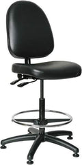 Bevco - 24 to 34" High Adjustable Height Swivel Stool - 27" Wide x 27" Deep, Vinyl Seat, Black - USA Tool & Supply