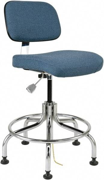 Bevco - 20 to 25" High Adjustable Height Swivel Stool - 27" Wide x 22" Deep, Conductive Cloth Seat, Slate Blue - USA Tool & Supply