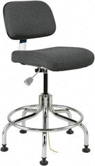 Bevco - 20 to 25" High Adjustable Height Swivel Stool - 27" Wide x 22" Deep, Conductive Cloth Seat, Gray - USA Tool & Supply