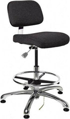 Bevco - 19 to 26-1/2" High Adjustable Height Swivel Stool - 27" Wide x 27" Deep, Conductive Cloth Seat, Ebony - USA Tool & Supply