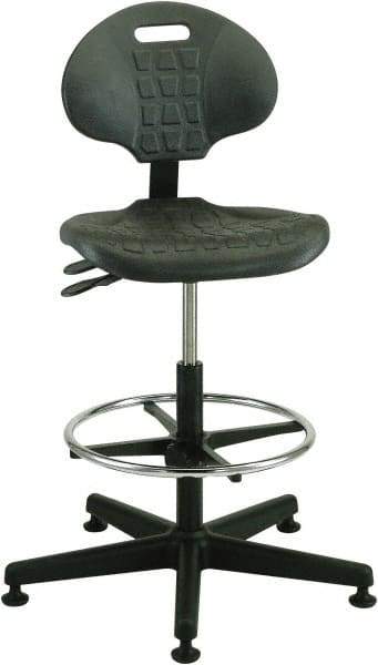 Bevco - 21 to 31" High Adjustable Height Swivel Stool - 27" Wide x 27" Deep, Polyurethane Seat, Black - USA Tool & Supply