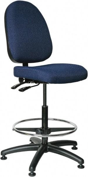 Bevco - 24 to 34" High Adjustable Height Swivel Stool - 27" Wide x 27" Deep, 100% Olefin Seat, Navy - USA Tool & Supply