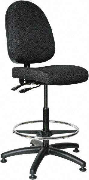 Bevco - 24 to 34" High Adjustable Height Swivel Stool - 27" Wide x 27" Deep, 100% Olefin Seat, Black - USA Tool & Supply