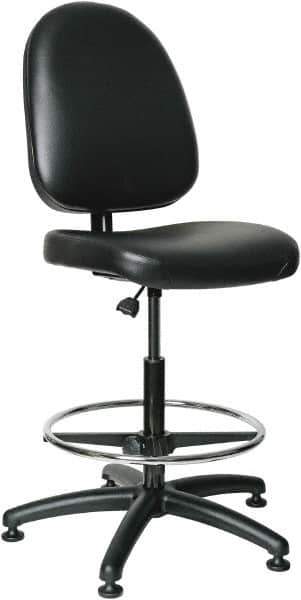 Bevco - 24 to 34" High Adjustable Height Swivel Stool - 27" Wide x 27" Deep, Vinyl Seat, Black - USA Tool & Supply