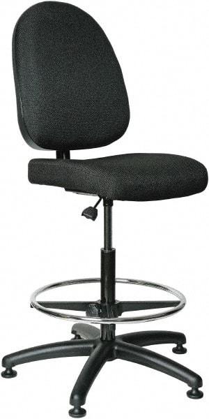 Bevco - 24 to 34" High Adjustable Height Swivel Stool - 27" Wide x 27" Deep, 100% Olefin Seat, Black - USA Tool & Supply