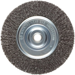 ‎Vortec Pro 6″ Medium Face Crimped Wire Wheel, .014″ Steel Fill, 5/8″-1/2″ Arbor Hole, Retail Pack - USA Tool & Supply