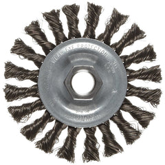 Vortec Pro 4″ Knot Wire Wheel, Standard Twist, .014″ Steel Fill, M14 × 2.0 Nut, Retail Pack - USA Tool & Supply