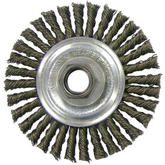 ‎Vortec Pro 4″ Knot Wire Wheel, Stringer Bead Twist, .020″ Steel Fill, 5/8″-11 UNC Nut, Retail Pack - USA Tool & Supply