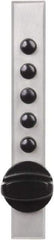 Kaba Access - 14 to 20 Gauge" Door Thickness, Satin Chrome Pushbutton Knob Lockset - 1 Code, Zamak3, Nonkey Override Cylinder - USA Tool & Supply