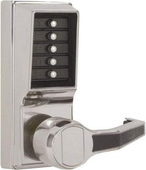 Kaba Access - Combination Entry Lever Lockset - 2-3/4" Back Set, No Cylinder, Zamak3, Satin Chrome Finish - USA Tool & Supply