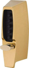 Kaba Access - 1-3/8 to 2-1/4" Door Thickness, Bright Brass Finish, Push Button Deadbolt - Nonhanded Handling, Combination Override, Keyless Cylinder - USA Tool & Supply