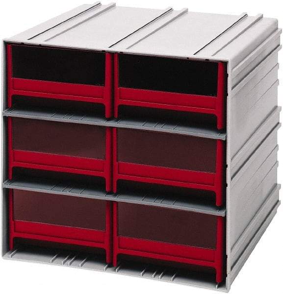 Quantum Storage - 6 Drawer, 6 Compartment, Small Parts Drawer Cabinet System - 11-3/8" Deep x 11-3/4" Wide x 11" High - USA Tool & Supply