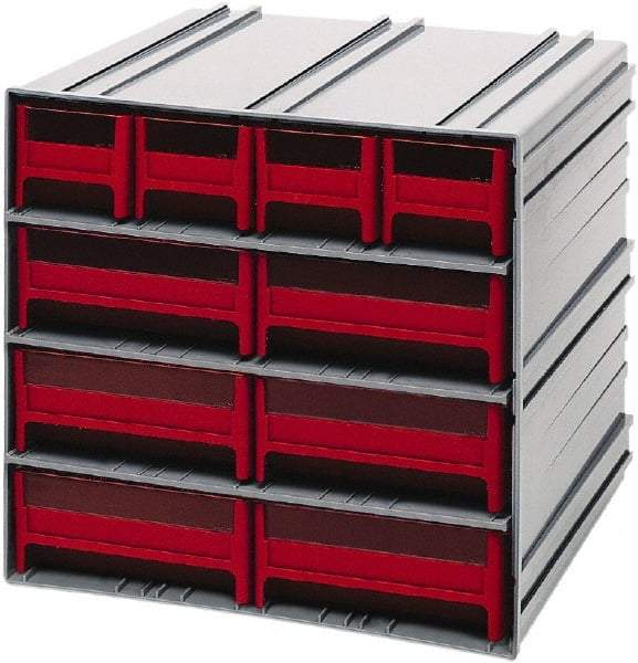 Quantum Storage - 10 Drawer, 10 Compartment, Small Parts Drawer Cabinet System - 11-3/4" Deep x 11-3/4" Wide x 11" High - USA Tool & Supply