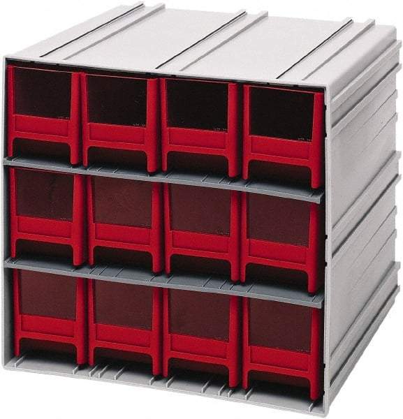 Quantum Storage - 12 Drawer, 12 Compartment, Small Parts Drawer Cabinet System - 11-3/8" Deep x 11-3/4" Wide x 11" High - USA Tool & Supply