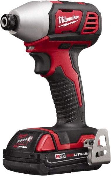 Milwaukee Tool - 18 Volt, 1/4" Drive, 125 Ft/Lb Torque, Cordless Impact Driver - Pistol Grip Handle, 2750 RPM, 2 Lithium-Ion Batteries Included - USA Tool & Supply