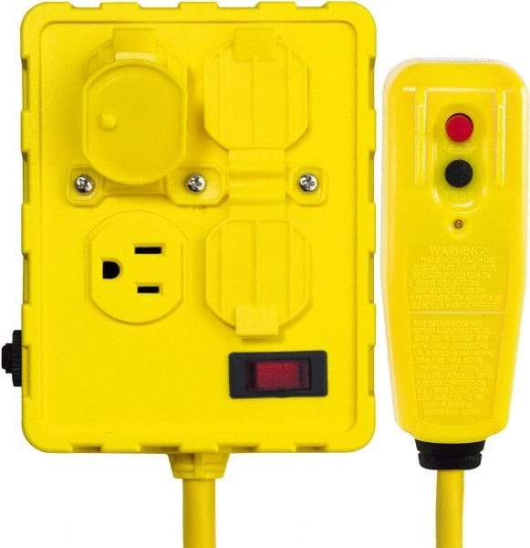 Tower - 4 Outlets, 125 Volt, 15 Amp, Yellow, Quad Outlet Box - 5-15P, 5-15R NEMA Configuration, 6 Ft. Long, cUL Listed, OSHA, UL File E174279 - USA Tool & Supply