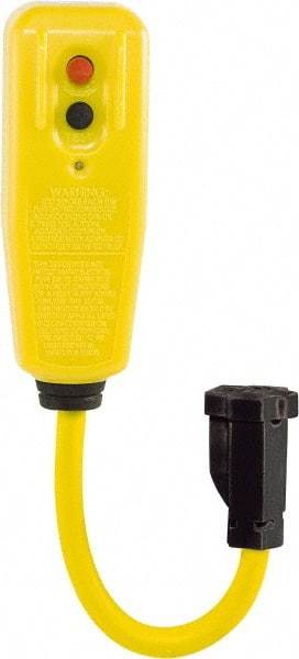 Tower - 1 Outlet, 125 Volt, 15 Amp, Yellow, GFCI 9 Inch Pigtail - 5-15P, 5-15R NEMA Configuration, 9 Inch Long, cUL Listed, OSHA, UL File E174279 - USA Tool & Supply